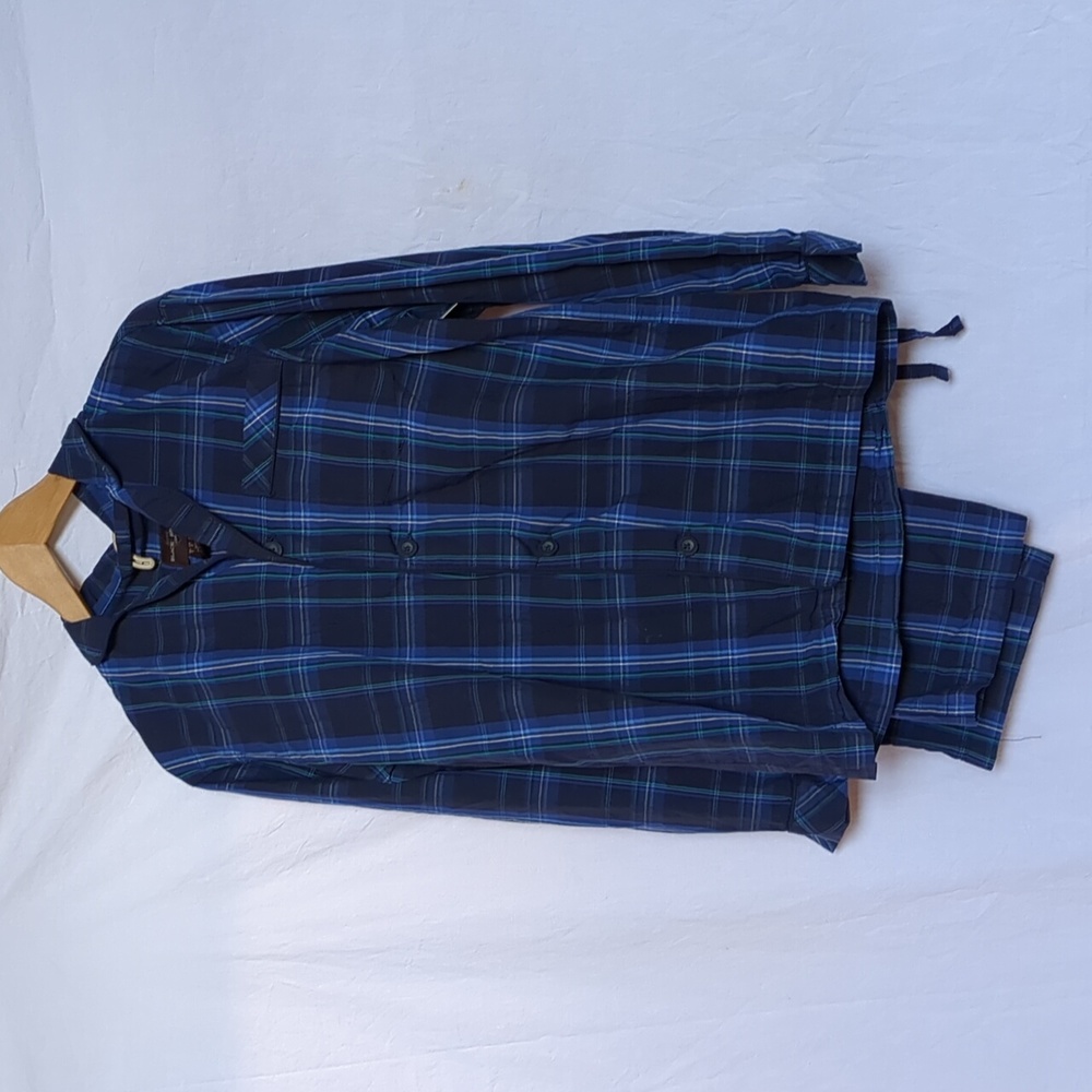 Black & Brown pajamas cotton navy blue plaid small